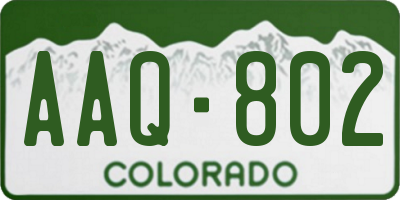 CO license plate AAQ802