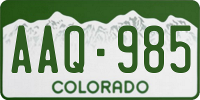 CO license plate AAQ985