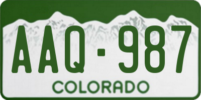 CO license plate AAQ987