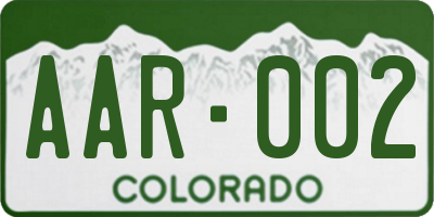 CO license plate AAR002