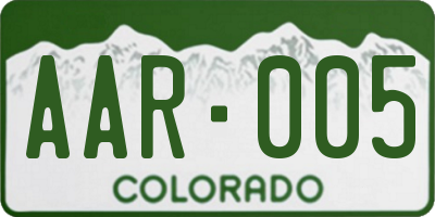 CO license plate AAR005