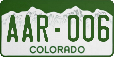 CO license plate AAR006