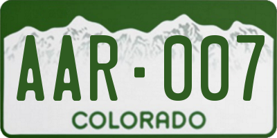 CO license plate AAR007
