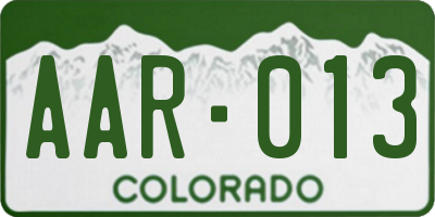 CO license plate AAR013