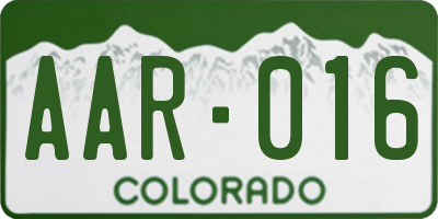 CO license plate AAR016