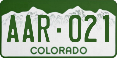 CO license plate AAR021