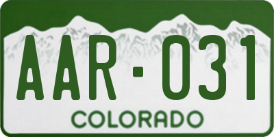 CO license plate AAR031