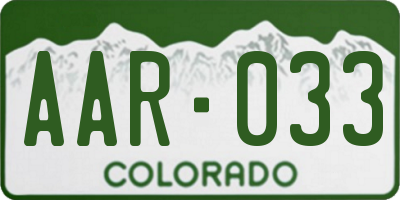 CO license plate AAR033
