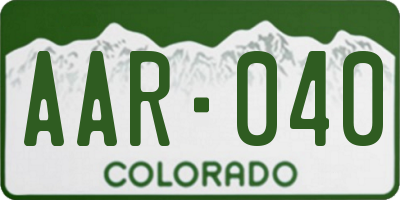 CO license plate AAR040