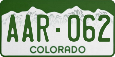 CO license plate AAR062