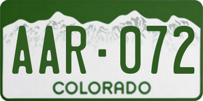 CO license plate AAR072