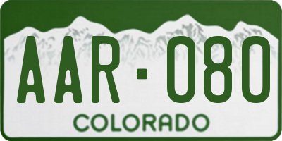 CO license plate AAR080