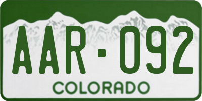 CO license plate AAR092