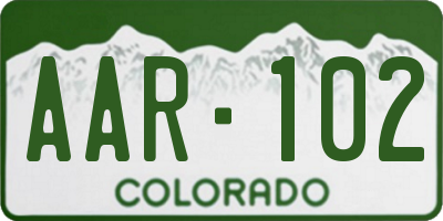 CO license plate AAR102