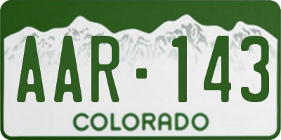 CO license plate AAR143