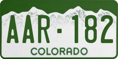 CO license plate AAR182