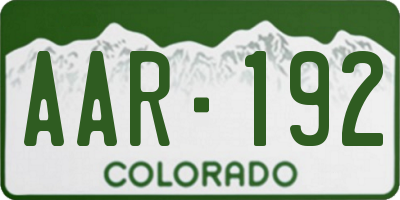 CO license plate AAR192