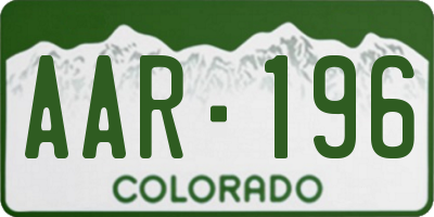 CO license plate AAR196
