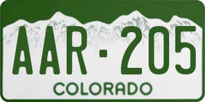 CO license plate AAR205
