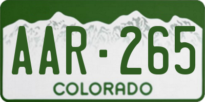 CO license plate AAR265
