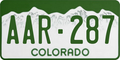CO license plate AAR287