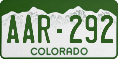 CO license plate AAR292