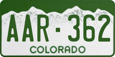CO license plate AAR362