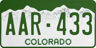 CO license plate AAR433