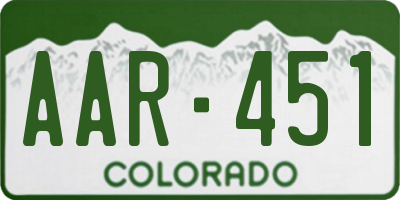 CO license plate AAR451