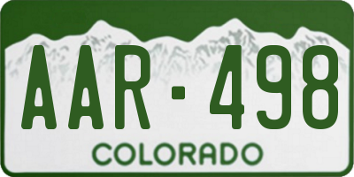 CO license plate AAR498