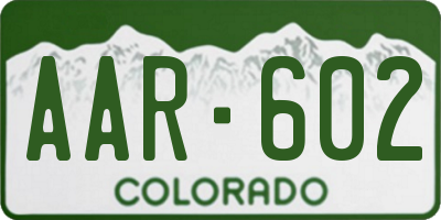 CO license plate AAR602