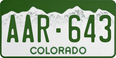 CO license plate AAR643