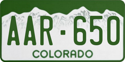CO license plate AAR650