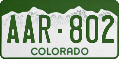 CO license plate AAR802