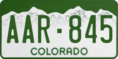 CO license plate AAR845
