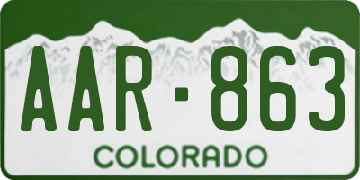 CO license plate AAR863