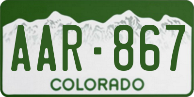 CO license plate AAR867
