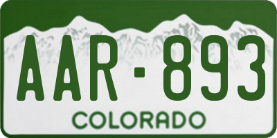 CO license plate AAR893