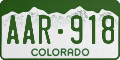 CO license plate AAR918