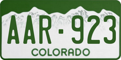 CO license plate AAR923