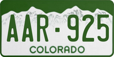 CO license plate AAR925