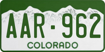 CO license plate AAR962