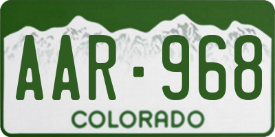 CO license plate AAR968