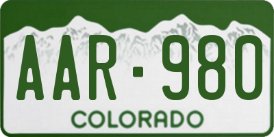 CO license plate AAR980