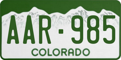 CO license plate AAR985