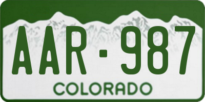 CO license plate AAR987