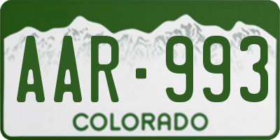 CO license plate AAR993
