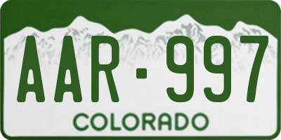 CO license plate AAR997