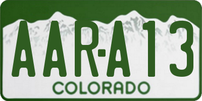 CO license plate AARA13