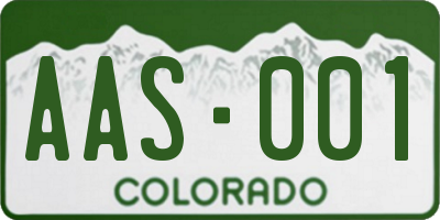 CO license plate AAS001